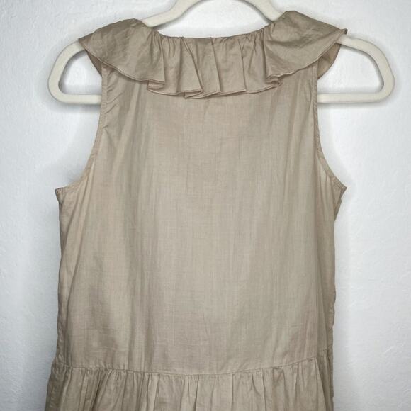 Hache Italy Sleeveless Tan Cotton Mini Ruffle Sheath Dress Large - Picture 8 of 11